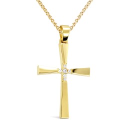 Χρυσός γυναικείος βαπτιστικός σταυρός Κ9 με αλυσίδα